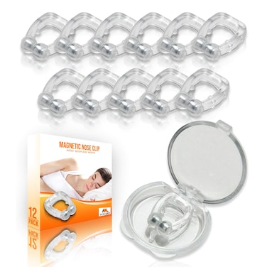 Mobi Lock Magnetic Nasal Clip (Pack of 12) - Silicone Nose Clip - A Simple Solution for Nasal Snorers - Reusable Snoring Device to Enjoy a Peaceful Night's Sleep