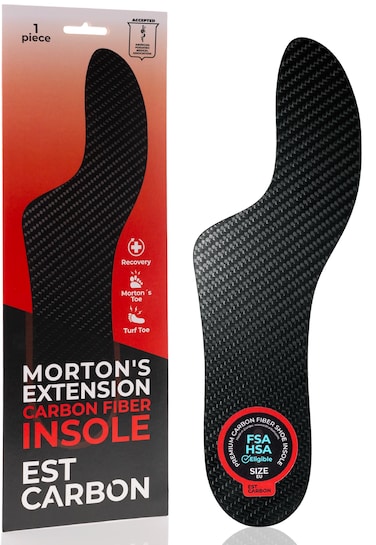 Mortons Extension Carbon Fiber Insole 1PC, FSA Eligible US Medical Device, Big Toe Foot Pain, Hallux Rigidus, Turf Toe, Mortons Extension Orthotic Shoe Insert, Carbon Fiber Foot Plate W5-5.5, M4-4.5