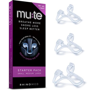 Mute Nasal Dilator for Snore Reduction - Anti-Snoring Aid Solution - Breathing Aids for Better Sleep - Comfortable Nose Vents to Improve Airflow (Starter, 3-Pk)