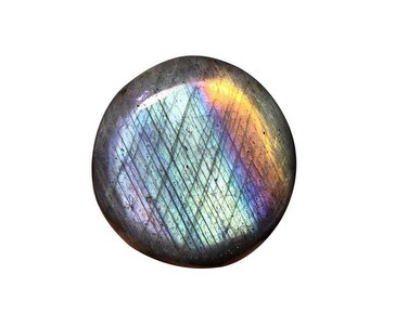 Natural Labradorite Palm Stone Worry Stones Purple Flash Irregular Sphere Healing Crystal Quartz Gemstone Pocket Stone for Reiki Chakra Balancing Decoration (Purple Flash Labradorite 20-50Grams)