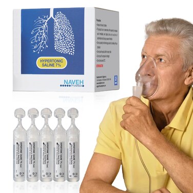 NAVEH PHARMA 7% Hypertonic Saline Solution for Nebulizer Machine   Nebulizer Respiratory Support for Adults &amp; Seniors   Solution for Inhalation &amp; Nasal Irrigation   25 Bullets (0.17 Fl Oz Each)