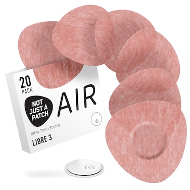 Not Just A Patch Air Libre 3 Sensor Covers (20 Pack) - Thin, Strong and Light Adhesive Patches with Ultra-Hold 14 Day Adhesion, Durable Freestyle Libre 3 Sensor Covers - Brown
