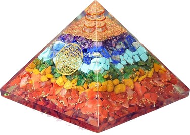 Orgonite Seven Chakra Crystal Pyramid Orgone Energy Crystals Pyramid, Energy Generator, Meditation Tools for Healing Prosperity Generator, Reiki Energy Crystals