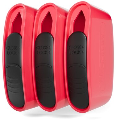 Original Pocket Sharps Container for Diabetic Pen Needles &amp; Test Strips   Compact &amp; Portable   Small Sharps Containers for Home Use &amp; Travel   Secure Bio-Hazard Lock   3-Pack, Red/Black