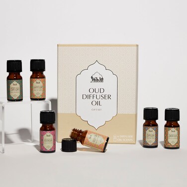 Oud Diffuser Oil, Essential Oil Gift Set by Dukhni   6 x 10ml Arabic Oil Gift Set for Diffuser &amp; humidifier   100% Pure Halal Oudh Oils   Relax with Home Aromatherapy, for Relaxation and Massage