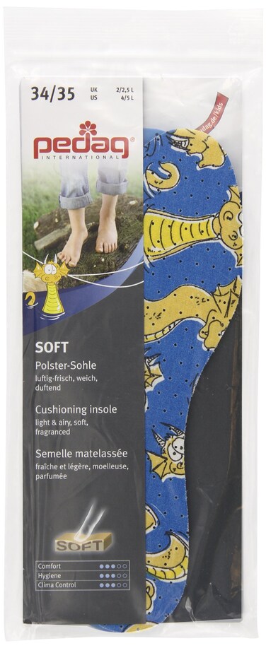 Pedag Soft   Fabric Covered Latex Foam Insoles   Lemon Scented   Children Size US 4L/5L-EU 34/35   3 Pair