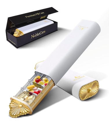 Premium Pill Organizer 7 Day, Accordly Aesthetic Pill Box, Weekly Travel Essential Pill Case, Metal Pill Holder for Vitamin, Medicine, Supplement, Fish Oil, Pills Organizer with Large Storage