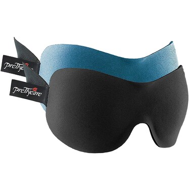 PrettyCare 3D Sleep Mask 2 Pack,Eye Mask for Sleeping 3D Contoured Sleeping Mask Blackout Out Light - Blindfold Airplane with Ear Plugs, Night Masks with Travel Bag (A-Black&amp;Blue)