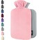 Qomfor Hot Water Bottle with Soft Fleece Cover - 1.8L Large - Premium Hot Water Bag for Pain Relief, Period Cramps, Cozy Nights, Bed Warmer, and Feet Warmer (Pink)