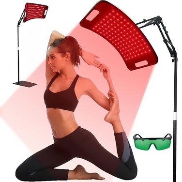 Red Light Therapy Lamp for Body with Adjustable Stand &amp; Holder for Face and Body, 660nm and 850nm Infrared Light Panel Device for Home and Gym Use,130 Beads