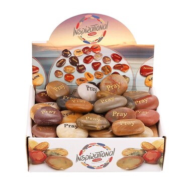 ROCKIMPACT 50PCS Pray Pray Stones Engraved Rocks Inspirational Gifts Prayer Stones Bulk Love Prayer Rocks Bulk Zen Chakra Stones Encouragement Rocks Wholesale Pray Rocks, 2"-3" Each