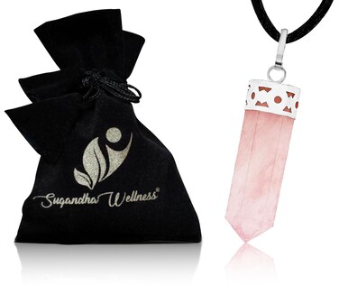Rose Quartz Healing Crystal Necklace - Unconditional Love &amp; Joy. Wishes &amp; Positivity Stone Pendant