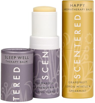Scentered Aromatherapy Balm Stick Duo for Sleep Support &amp; Mood Boost - Roll On Essential Oil Blends of Lemon Myrtle, Lavender, Ylang Ylang - Aromatherapy Gifts for Women - Sleep Well &amp; Happy