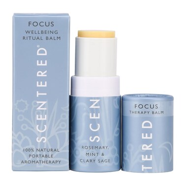 Scentered Aromatherapy Balm Stick for Focus &amp; Concentration - Roll On Essential Oils Blend - 100% Natural: Rosemary, Mint, Clary Sage in Shea Butter - Aromatherapy Gifts for Women