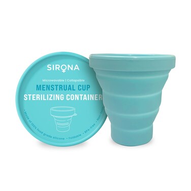 Sirona Menstrual Cups Container Foldable Sterilizing Silicone - 1 Unit   Microwave Friendly   Foldable Menstrual Cup Sterilizer   BPA Free and Non-Toxic   Fit for All Sizes