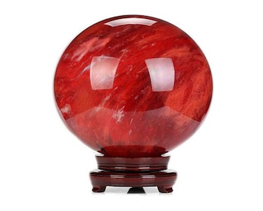 StoneStory Red Artificial Melting Casting Crystal Sphere Ball Large with Stand, Natural Sculpture Figurine 80mm/3.14 inch (1# Red 8cm/3.14 inch)