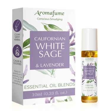 White Sage &amp; Lavender Essential Oil Roll-On Blend by Aromafume   10ml/0.33 fl oz   Aromatherapy Oil for Cleansing Negative Energy &amp; Protection   Ethically sourced   Sage Oil for Smokeless Smudging