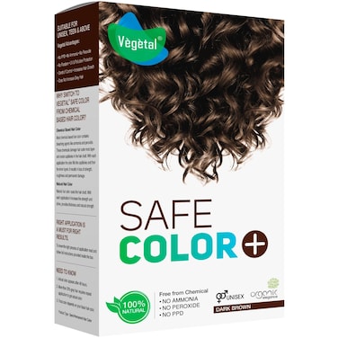 Vegetal Safe Hair Color -Dark Brown 100g. - Certified Organic Chemical and Allergy Free Bio Natural Hair Colour with No Ammonia Formula for Men and Women