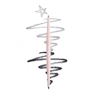 Gel Eyeliner Mechanical Pencil Black and Silver Dual Ended Two Color Retractable Eye Liner Pigmented Smooth Creamy Textured Waterproof Smudge Proof Long Lasting Makeup