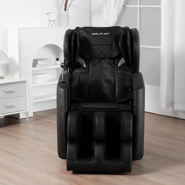 Ball &amp; Cast Massage Chair Full Body with Phone Holder,Retractable Footstool and Bluetooth,Zero Gravity Lounge Recliner W/Heating,Lights &amp; 5 Preset Automatic Modes,for Adult Old,Ergonomic Design,Black