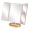3 Folds Lighted Vanity Makeup Mirror,1X/2X/3X Magnification, 21 LED Light Bright Table Mirror with Touch Screen,180 Adjustable Rotation,Portable Travel Cosmetic Mirror