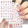 Zoance 10 Sheets 3D Flower Heart Nail Art Stickers, Rainbow Love Line Stars Design Self-Adhesive Nail Decals for Nail Art Supplies Valentine's Day Women Girls DIY Acrylic Nails Decoration