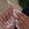 Long French False Nails Square Press on Nails Nude Daisy Nails Tips Full Cover Butterfly Fake Nails for Women and Girls 24Pcs