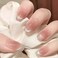 Medium Glitter False Nails Coffin French Press on Nails Nude Gradient Nails Tips Full Cover Fake Nails for Women and Girls 24Pcs