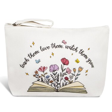 Teacher Appreciation Gifts for Women Teacher Pouch Pencil Pouch Back to School Gifts for Teachers Makeup Bag Cosmetic Bag Preschool Teacher Gifts (Colorful Flower)