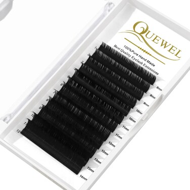 QUEWEL Eyelash Extension Supplies 0.07 D Curl Mix-8-14mm Classic Individual Lash Extensions Optinal 0.03/0.05/0.07/0.10/0.15/0.20 C/D Single 8-25mm Mix 8-14mm 15-20mm 20-25mm (0.07 D MIX-8-14mm)