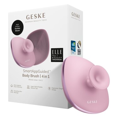 GESKE Body Brush   4 in 1   Design with Metal Ring   Cleansing Brush for The Entire Body   Professional Deep Cleaning   Soft Silicone Bristles   Ergonomic Two-Finger Design