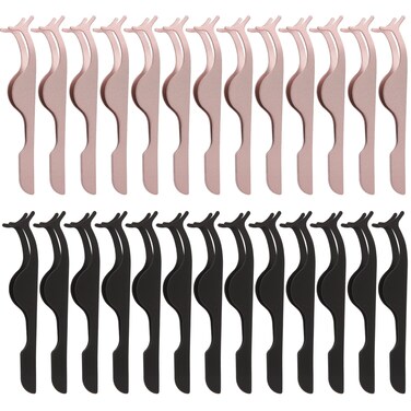 26 Pieces False Eyelashes Applicator Tool - FEITA Professional Falses Eyelash Extension Stainless Steel Clip Remover Tweezers for Lashes Application and Removal Supplies (Gold-Black)