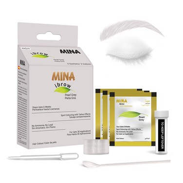 MINA ibrow Henna Regular Pack &amp; Coloring tint kit up to 6 week (Pearl Gray)
