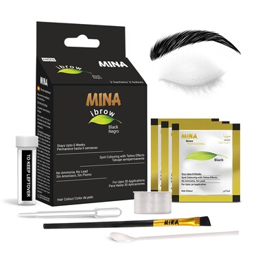 MinaiBrow Black Natural Spot Coloring Powder with Brush   Water &amp; Smudge Proof Instant Brow Dye, 100% Gray Converge