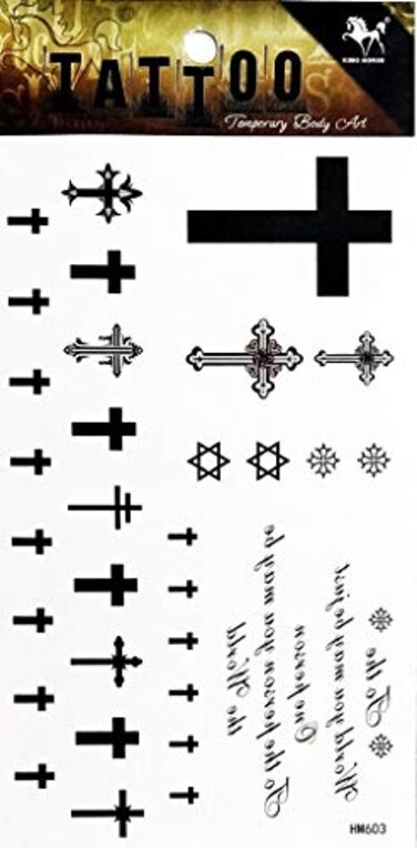1 Sheet Religion Christian Cross Jesus symbol Temporary Tattoo Stickers Waterproof Body Arm Tattoo Sticker for Men Women Make up Fake Tattoo Removable