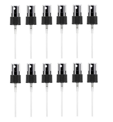 12Pcs 410/20mm Black Spray Top Fine Mist Sprayer and Cap Spray Bottle Replacement Pump Top Fine Mist Pump Sprayer Screw On Caps Fine Mist Pump Sprayer Screw On Caps for 10ml-100ml Bottles