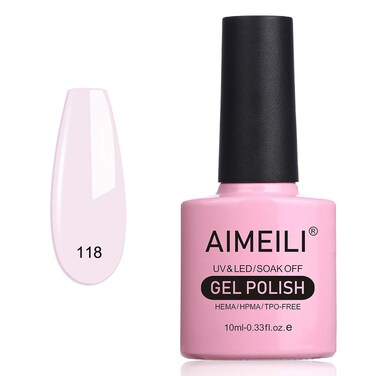 AIMEILI Soak Off U V LED Hema Free Milky Pink Gel Nail Polish - Gardenia Jasminoides Ellis (118) 10ml