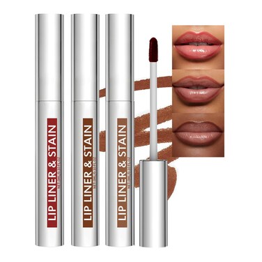 3PCS Peel Off Lip Liner Lip Stain Tattoo,Waterproof Lip Tint, Matte Finish Peel Off Lip Gloss,Non-stick Cup Liquid Lipstick Nude Lip Gloss for Women