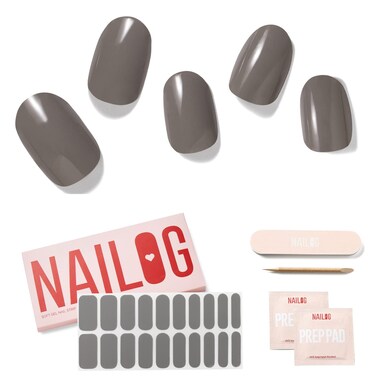 NAILOG Semi Cured Gel Nail Strips (20 Extra Long Stickers/Wraps)   Glossy &amp; Long Lasting Soft Gel Finishing   Kiss The Rain