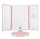 Tri-fold Lighted Vanity Makeup Mirror with 3x/2x Magnification,21 LEDs Light and Touch Screen,180 Degree Free Rotation Countertop Cosmetic Mirror,Travel(Pink)