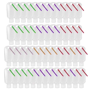 50 Pack Travel Bottles with Keychain, 2oz/50ml Empty Leakproof Squeeze Containers Leakproof Squeeze Bottles for Toiletry Shampoo Lotion Soap (50PC)