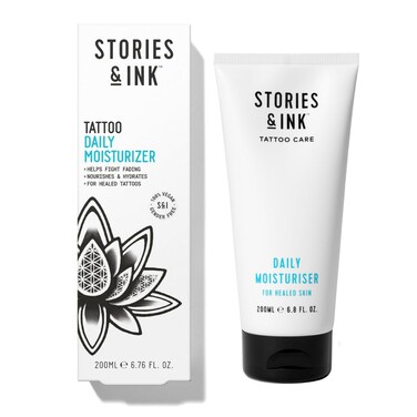 Stories &amp; Ink Tattoo Aftercare   DAILY MOISTURIZER - with Advanced UV Ink Protection to Prevent Tattoo Fading, Protects &amp; Hydrates Healed Tattoos, 200 mL / 6.8 Fl Oz