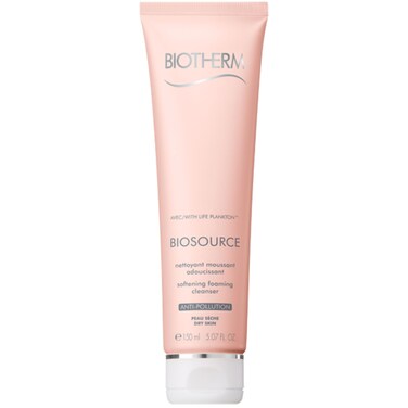 Biotherm Biosource Softening Foaming Cleanser, Rinse-Off Foaming Facial Cleanser and Make-Up Remover for Dry Skin with Biotech Plankton, for Soft and Hydrated Skin, Gel, 5.07 Fl. Oz.