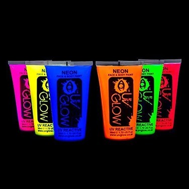 Blacklight Face and Body Paint - Neon Fluorescent (1.75oz (Pack of 6))