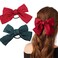Mosako Bowknot Hair Ties Red Silk Hair Scrunchies Elastic Ponytail Holder Hair Bands for Women and Girls 2Pcs (Red and Green)