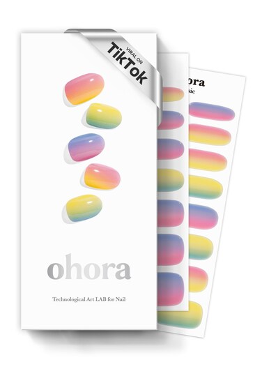 ohora Semi Cured Gel Nail Strips (N Pastel) - Yellow, Ombre, Works with Any UV/LED Lamps, Salon-Quality, Long Lasting, Easy to Apply &amp; Remove - Includes 2 Prep Pads, Nail File &amp; Wooden Stick