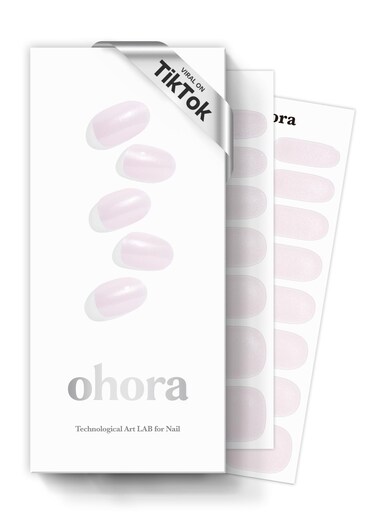 ohora Semi Cured Gel Nail Strips (N Glazed Donut) - White, Solid, Works with Any UV/LED Nail Lamps, Salon-Quality, Long Lasting, Easy to Apply &amp; Remove - Includes 2 Prep Pads, Nail File &amp; Wooden Stick