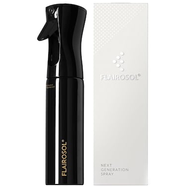 FLAIROSOL Spray Bottle for Hair, Continuous Spray Bottle with 0.3MM Ultra Fine Mist, Water Mister Spray Bottle for Hairstyling, Cleaning, Plants, Pets, 10.1oz/300ml, Black Bottle, Gold Print