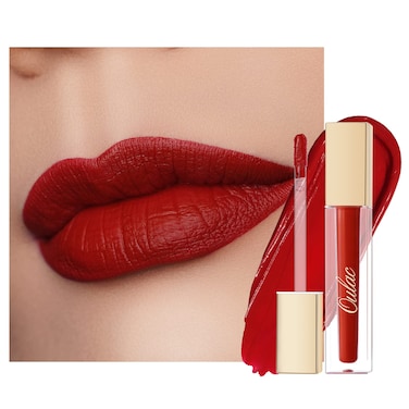 Oulac Matte Liquid Red Lipstick for Women, Deep Red Lip Gloss Creamy Matte Texture, Waterproof, Non-Stick Cup, Extra-Pigmented Lip Tint Stain with Vitamin E &amp; Rose Oil, Vegan, Cruelty-Free, M01
