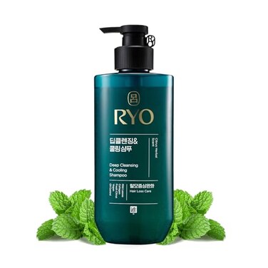 RYO Deep Cleansing Shampoo with Korean Ginseng &amp; Caffeine - Cooling and Refreshing for Oily Scalp, Hair Loss Care, Anti-Dandruff, Sebum Control, 16.2 Fl Oz.